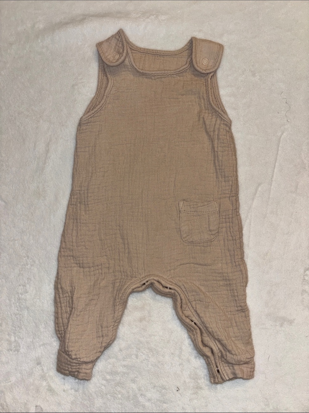 George 0-3 month Neutral Tan Muslin Baby Romper - Soft Sleeveless 100% cotton